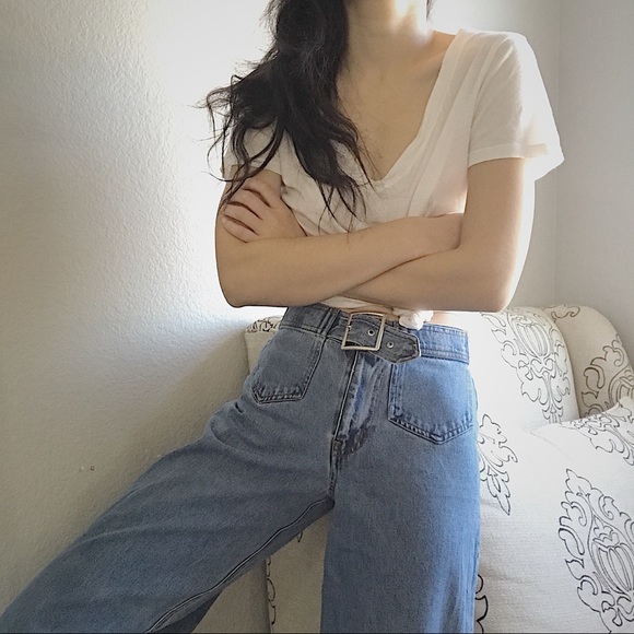 Denim - High-rise wide leg 90s jeans top-down pockets